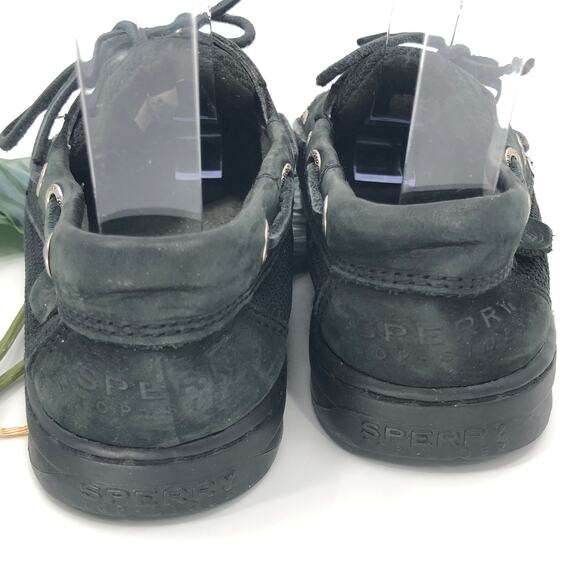 Sperry Top-Sider Black Bluefish 2-Eye Leather Slip On Tie Accent Boat Shoes - Picture 6 of 10